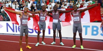 Canada stuns US to win men’s 4×100 relay gold