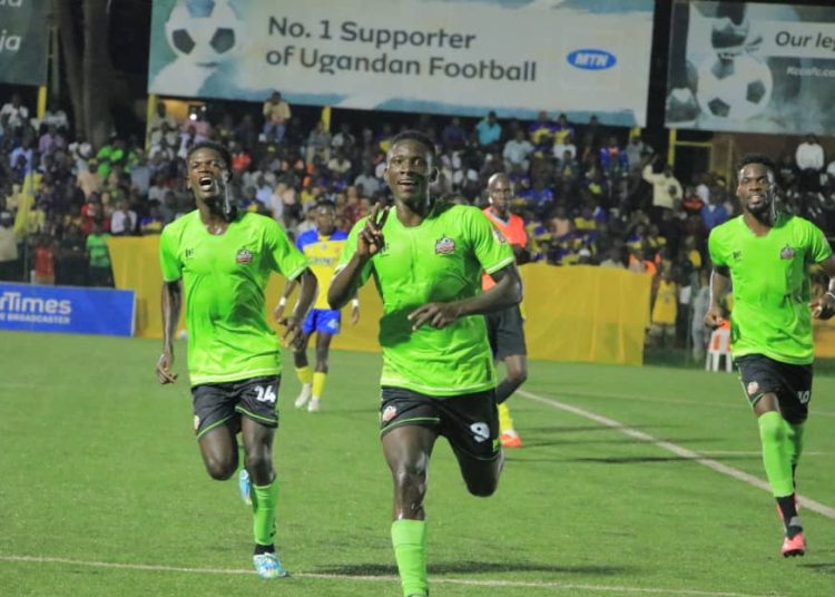 NEC FC players celebrate after scoring a goal in the Uganda Premier League | Courtesy Photo