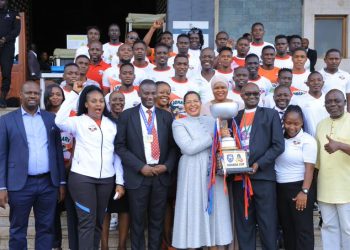 Kitara Present Uganda Cup Trophy to Speaker Among