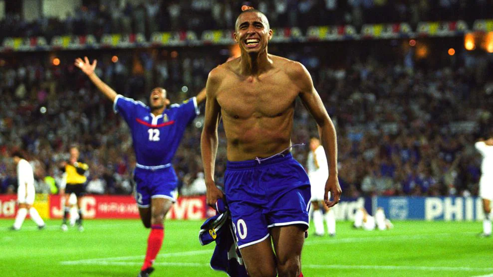 David Trezeguet celebrates his golden goal in the UEFA EURO 2000 final