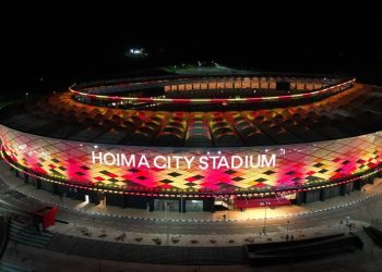 Hoima Stadium Glows in Uganda’s Colors as LED Lights Installed