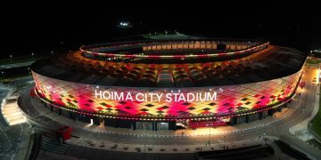 Hoima Stadium Glows in Uganda’s Colors as LED Lights Installed